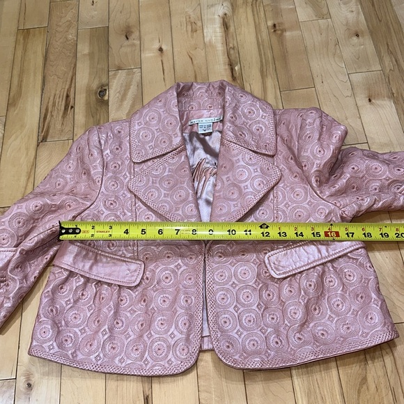Peter Nygard Pink Leather Embroidered Jacket - Picture 8 of 9